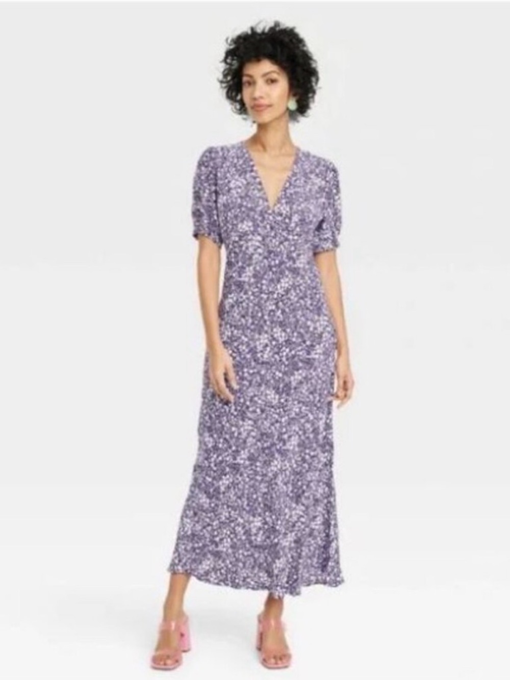 A New Day crepe v neck puff sleeve dress
